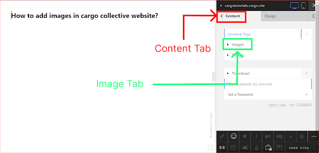 Add images in Cargo Collective site builder - Cargo Site Tutorials